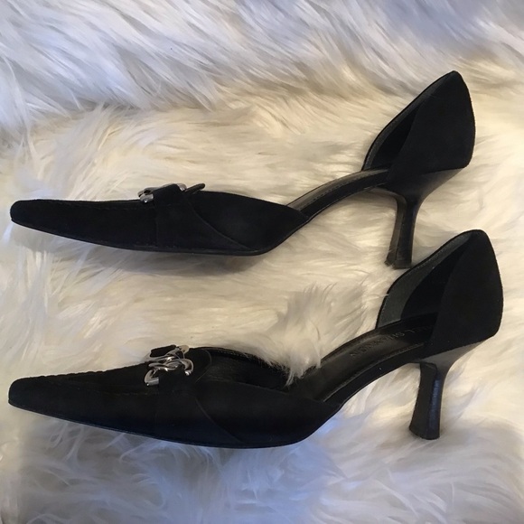Michael Shannon black suede d’Orsay style “Burke”  2.5” heels. Size 8.5 medium - Picture 3 of 9